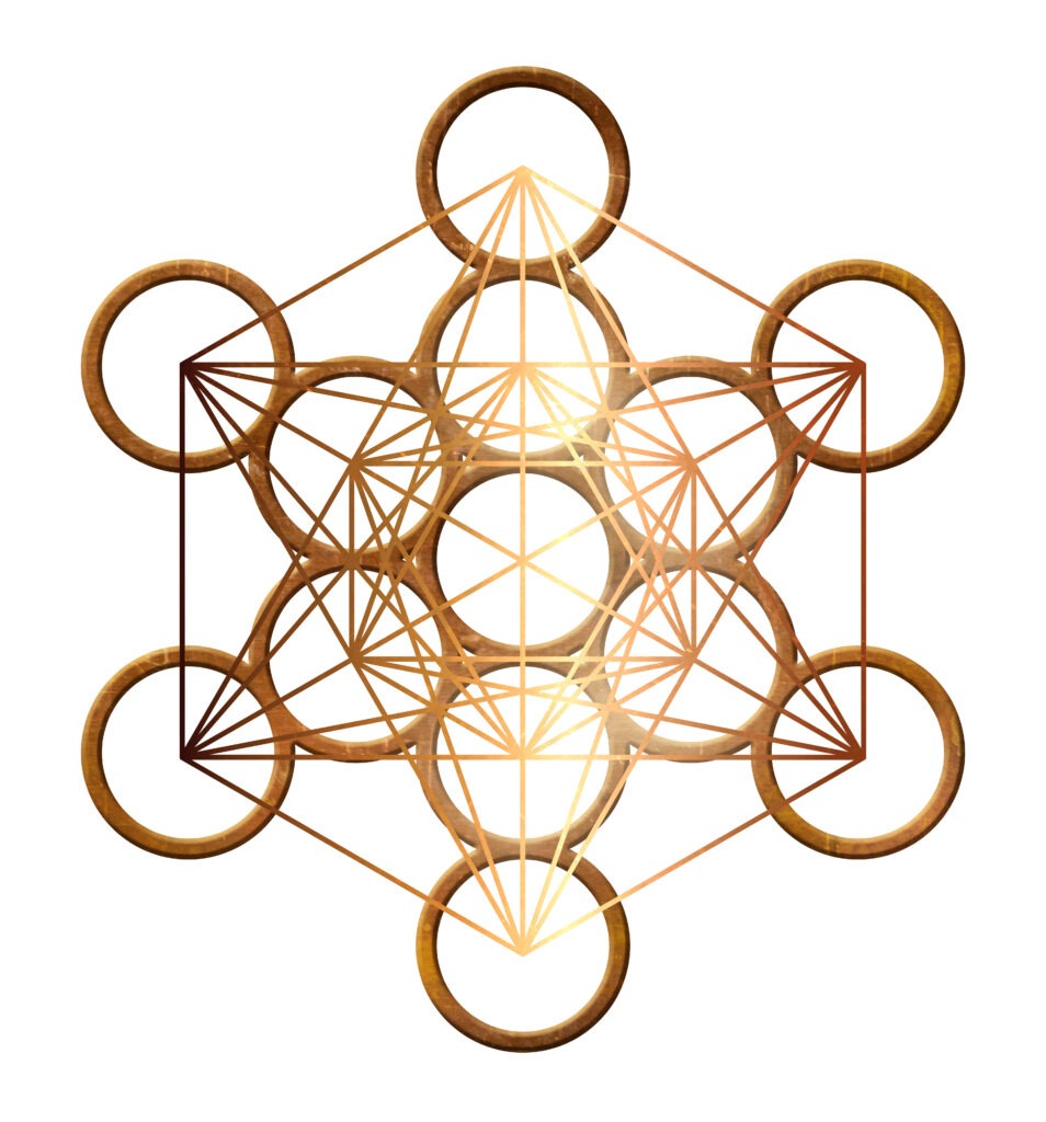 Geometric design featuring interconnected circles and lines